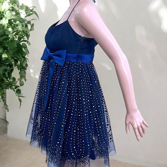 Love Tease Navy Blue Shimmering Silver Tulle Dress - Picture 7 of 14